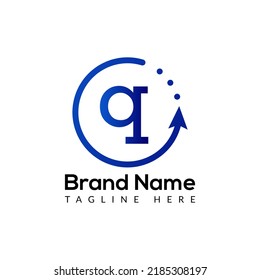 Abstrakter Q-Brief, moderne, ursprüngliche Pfeil-Logo-Design-Vorlage