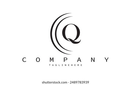 Abstract Q letter modern initial lettercards logo design