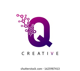 Abstract Q Letter , Molecules Q Technology Logo Design.