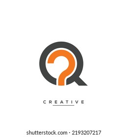 Resumen de la pregunta de la letra Q y la plantilla del logotipo del vector de respuesta.