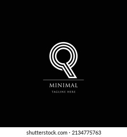 Abstract Q logo icon vector template on black background.