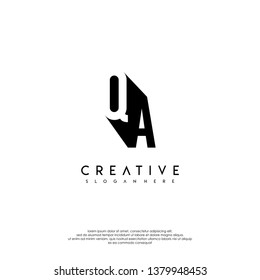abstract QA logo letter in shadow shape design concept