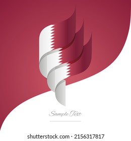 Abstract Qatar 3D wavy flag white red modern ribbon strip logo icon abstract background vector
