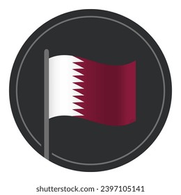 Abstract Qatar Flag Flat Icon in Circle Isolated on White Background
