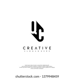 abstract QC logo letter in shadow shape design concept