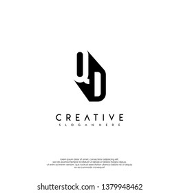 abstract QD logo letter in shadow shape design concept