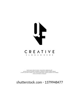 abstract QF logo letter in shadow shape design concept