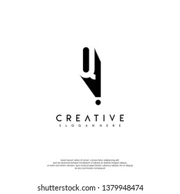 abstract QI logo letter in shadow shape design concept