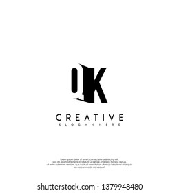 abstract QK logo letter in shadow shape design concept