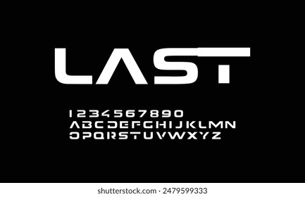 Abstract Quality font alphabet. Minimal modern urban fonts for logo, brand etc. Typography typeface with small and capital alphabet and number.
