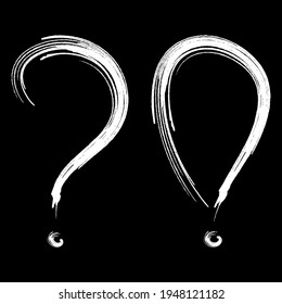 abstract question and exclamation marks in white on black background vector