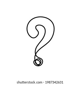 Abstract question mark continuous lines drawing on white background. Vector