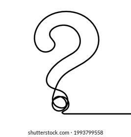 Abstract question mark continuous lines drawing on white background. Vector