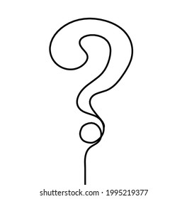 Abstract question mark continuous lines drawing on white background. Vector