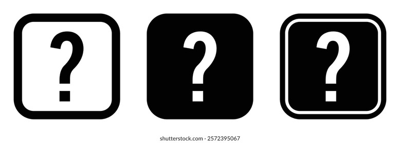 Abstract question mark icon. Question mark icon for FAQ and help center graphics. Black and white question mark icon for monochrome design projects. Vector illustration.