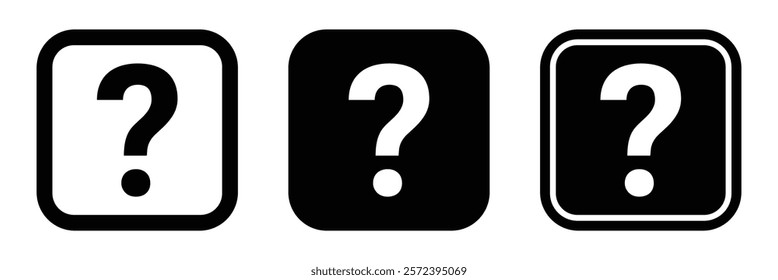 Abstract question mark icon. Question mark icon for FAQ and help center graphics. Black and white question mark icon for monochrome design projects. Vector illustration.