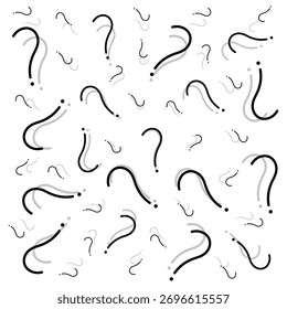Padrão de ponto de interrogação abstrato sobre fundo branco. Design de Símbolo de Curiosidade Perfeito