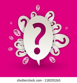 abstract question mark with speech. Pink