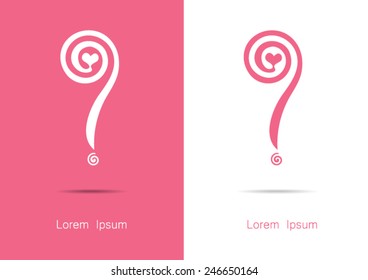 Abstract Question sign with heart vector.