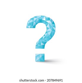 Abstract questionmark vector illustration filled with blue  geometric triangle pattern - Powered by Shutterstock - Get 15% off with code: PIKWIZARD15
