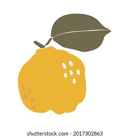 Abstrakte Quittenfrucht, Boho-Quince-Element einzeln auf Vektorgrafik, tropische Sommerfruchtkunst