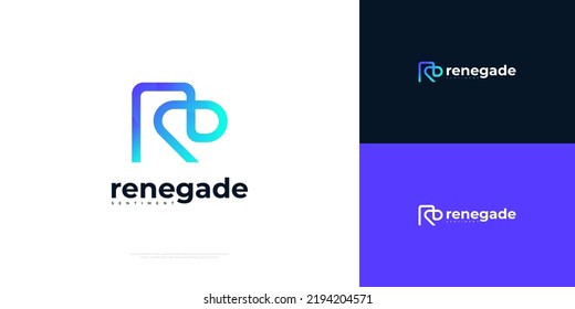 Abstract R and D Initial Logo with Connected Line Concept. RD Logo Design in Blue Gradient Style