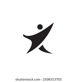 Abstract R letter humanoids icon logo vector. Logo huruf R berbentuk manusia.
