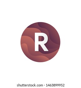 Abstract R letter logo circle shape company sign layered round icon trendy logotype vector design.