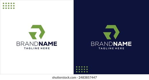 abstract R letter logo. Line hexagon creative simple logo design template, Design Inspiration, Illustration, Vector