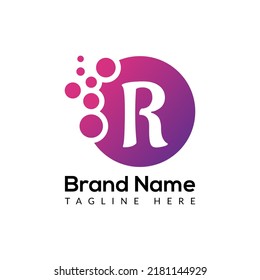 Abstract R letter modern bubble logo design template