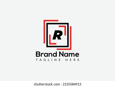 Abstract R letter modern initial logo design