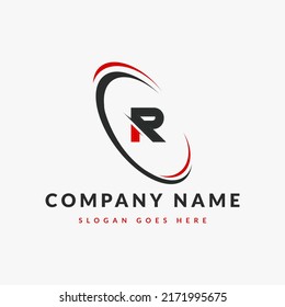 Abstract R letter modern initial unique logo design template