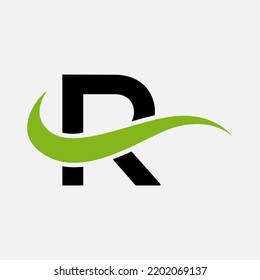 Resumen de la letra R diseño moderno de marcas de papel iniciales
