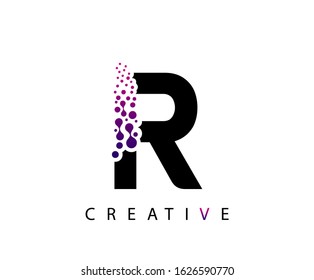Abstract R Letter , Molecules R technology logo design.