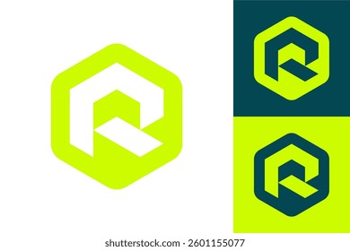 Abstract R Logo in Hexagonal Shape