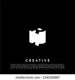 abstract R logo letter in 3d shadow design concept