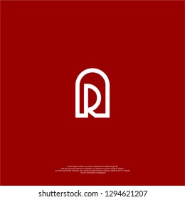 abstract R logo letter with house door shape design concept