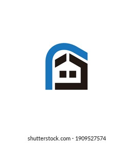 abstract r rain water home protection symbol logo vector