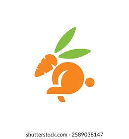Plantilla abstracta del logotipo de la cabeza de zanahoria del conejo