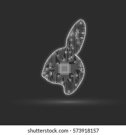 Abstract rabbit. Rabbit as an electronic circuit. Vector illustration.