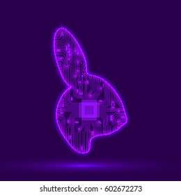 Abstract rabbit. Rabbit as an electronic circuit. Vector illustration.