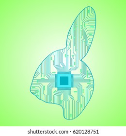 Abstract rabbit. Rabbit as an electronic circuit. Vector illustration.