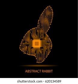 Abstract rabbit. Rabbit as an electronic circuit. Vector illustration.