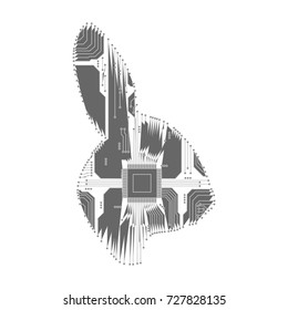 Abstract rabbit. Rabbit as an electronic circuit. Vector illustration.