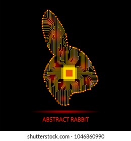 Abstract rabbit. Rabbit in the form of an electronic circuit. Vector rabbit.