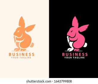 Abstract rabbit line art logo template