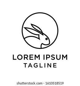 abstract rabbit line logo design template