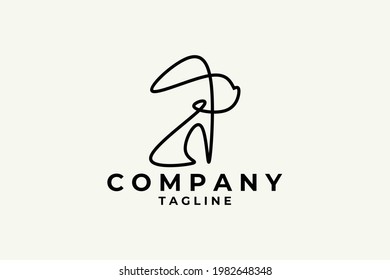 abstract rabbit logo. abstract fish logo in monoline style.