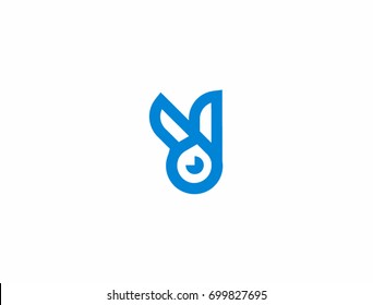 Abstract rabbit logo in linear style