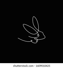 Abstract rabbit logo. Vector template in linear style